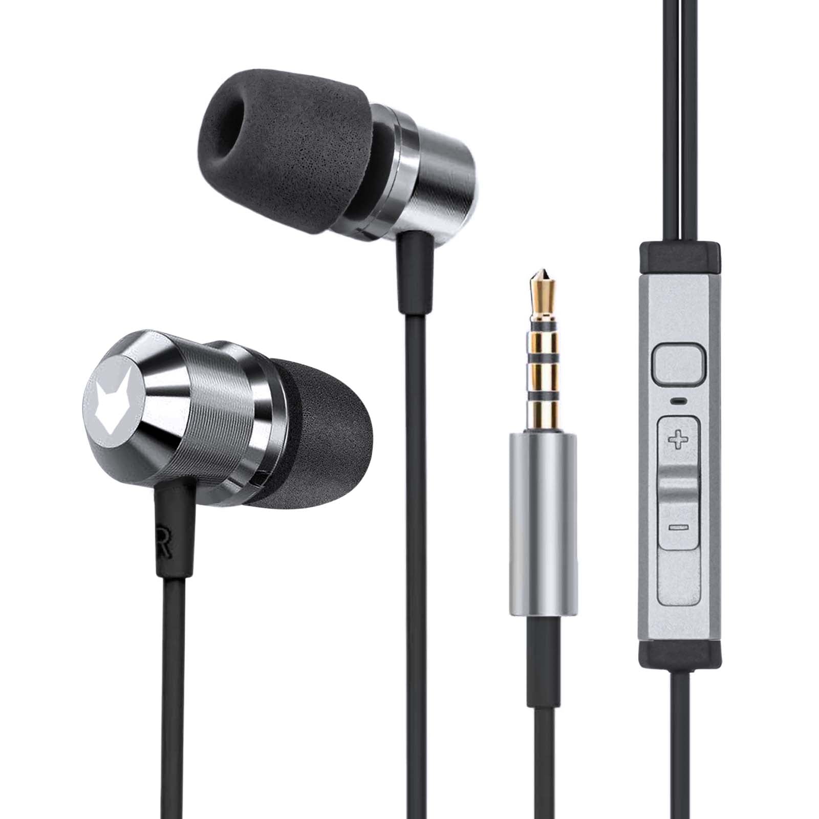 Mobilefox In-Ear Kopfhörer Headset Magnet Sport Design Memory Foam Ohrhörer Mikrofon Anthrazit