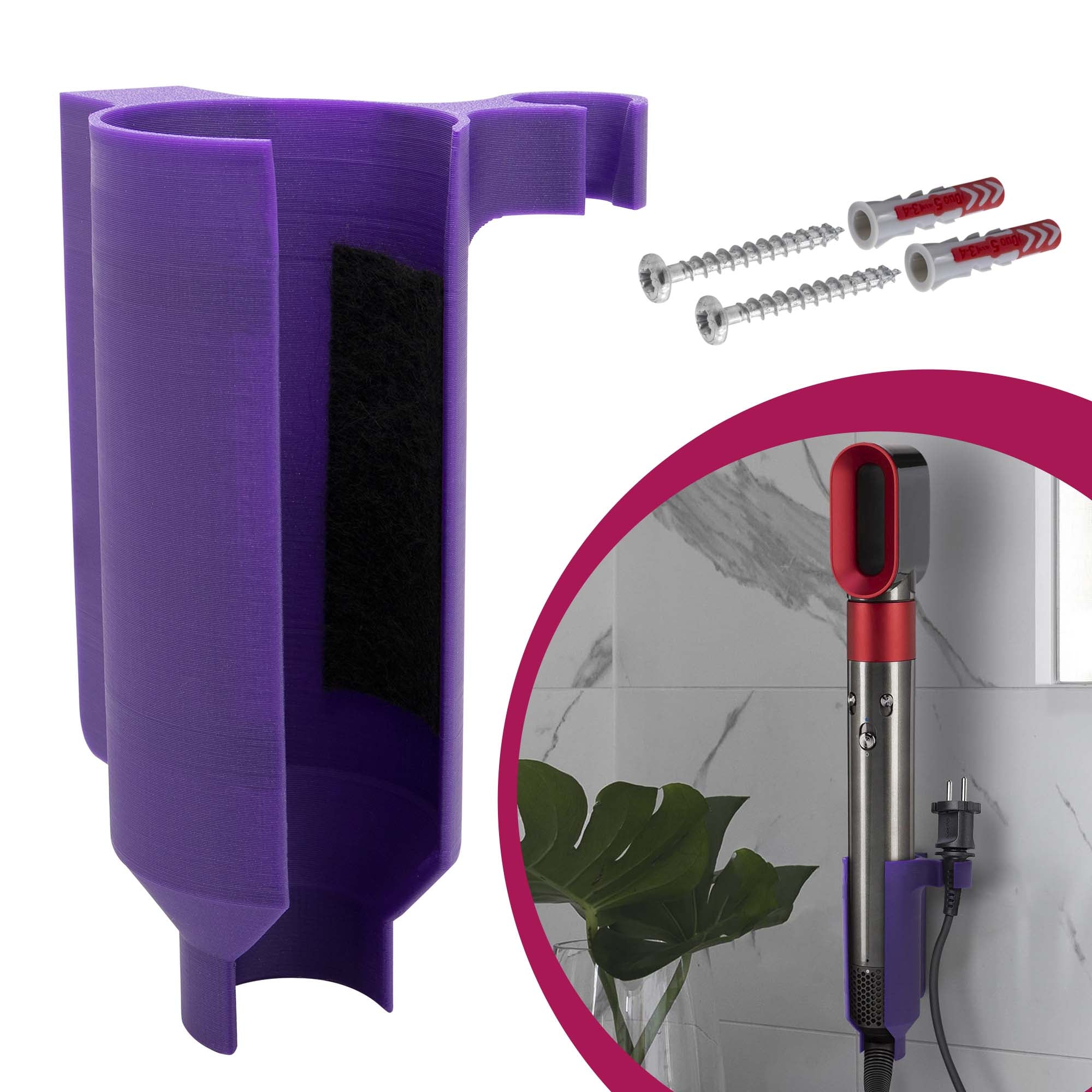 Halterung passend für Dyson Airwrap Haarstyler Wandhalter Zubehör Wandhalterung Lila Violett