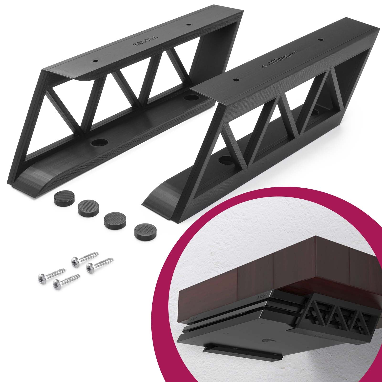 Unter Tisch Halter Regal Halterung passend für Sony PlayStation 4 PS4 Pro Slim
