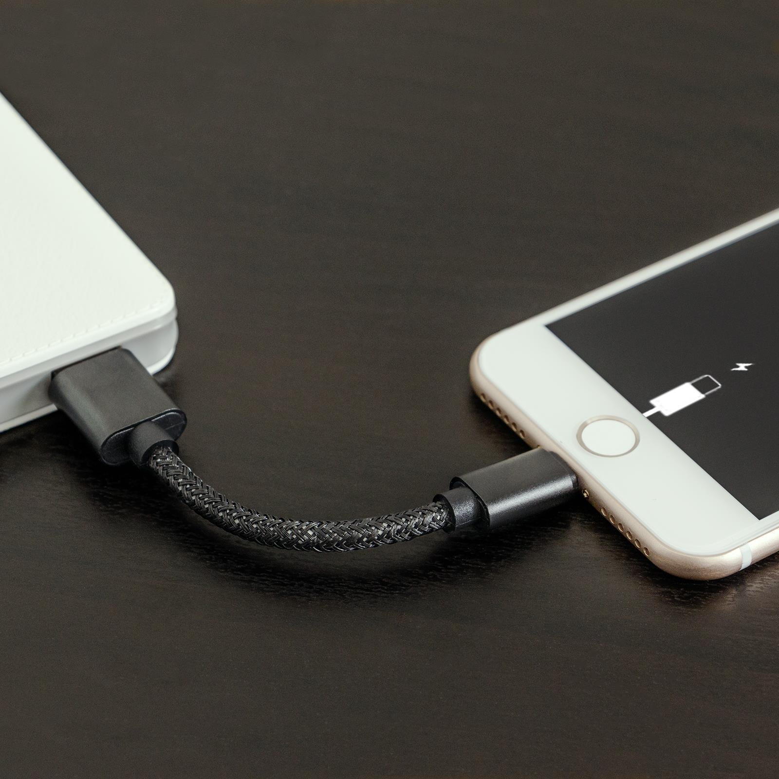 12cm Lade Daten Kabel Nylon 2.0 Anschluss Stecker passend für Apple iPhone iPad