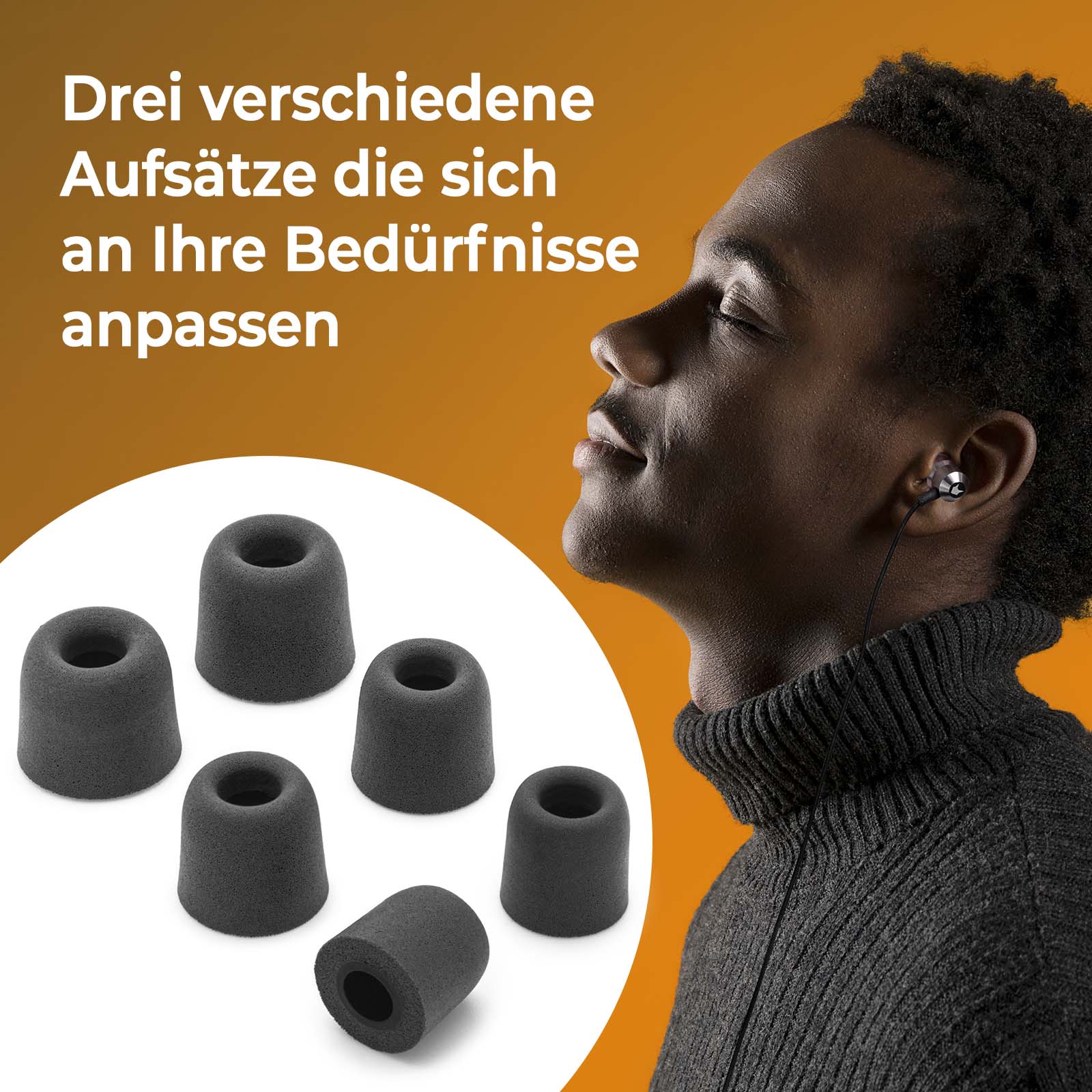 Mobilefox In-Ear Kopfhörer Headset Magnet Sport Design Memory Foam Ohrhörer Mikrofon Anthrazit