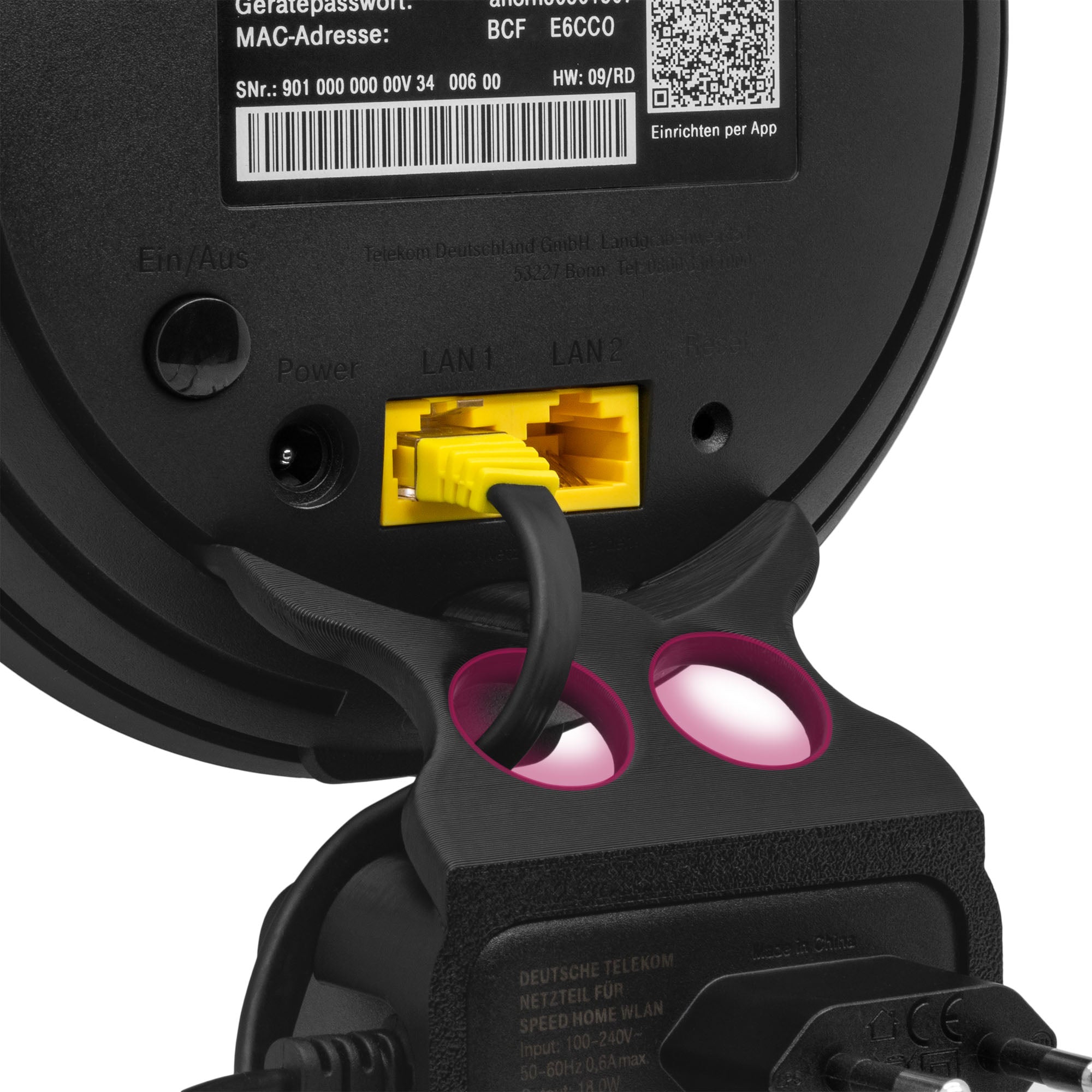 Steckdosen Wandhalterung passend für Telekom Speed Home WLAN | Robuste und platzsparende Halterung | Optimierte Kabelorganisation | Einfache Montage ohne Bohren