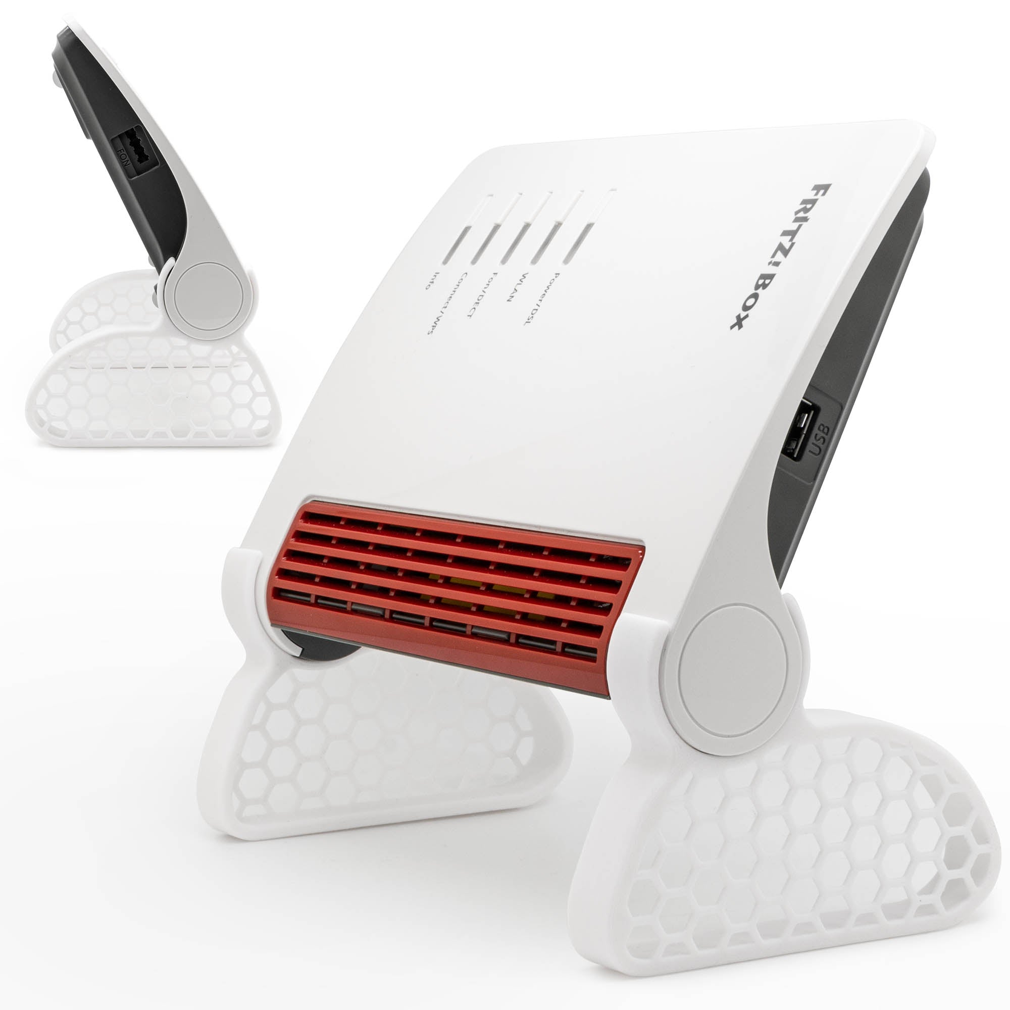 Ständer passend für AVM FritzBox 7590 AX 6660 6670 Cable 5590 Fiber 6890 LTE Tischständer Router Halter Standfuß Belüftung Fuß Standfüße Aufsteller