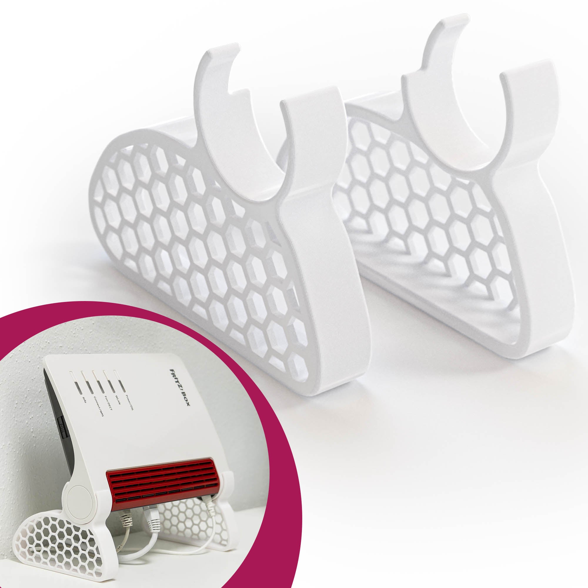 Ständer passend für AVM FritzBox 7590 AX 6660 6670 Cable 5590 Fiber 6890 LTE Tischständer Router Halter Standfuß Belüftung Fuß Standfüße Aufsteller