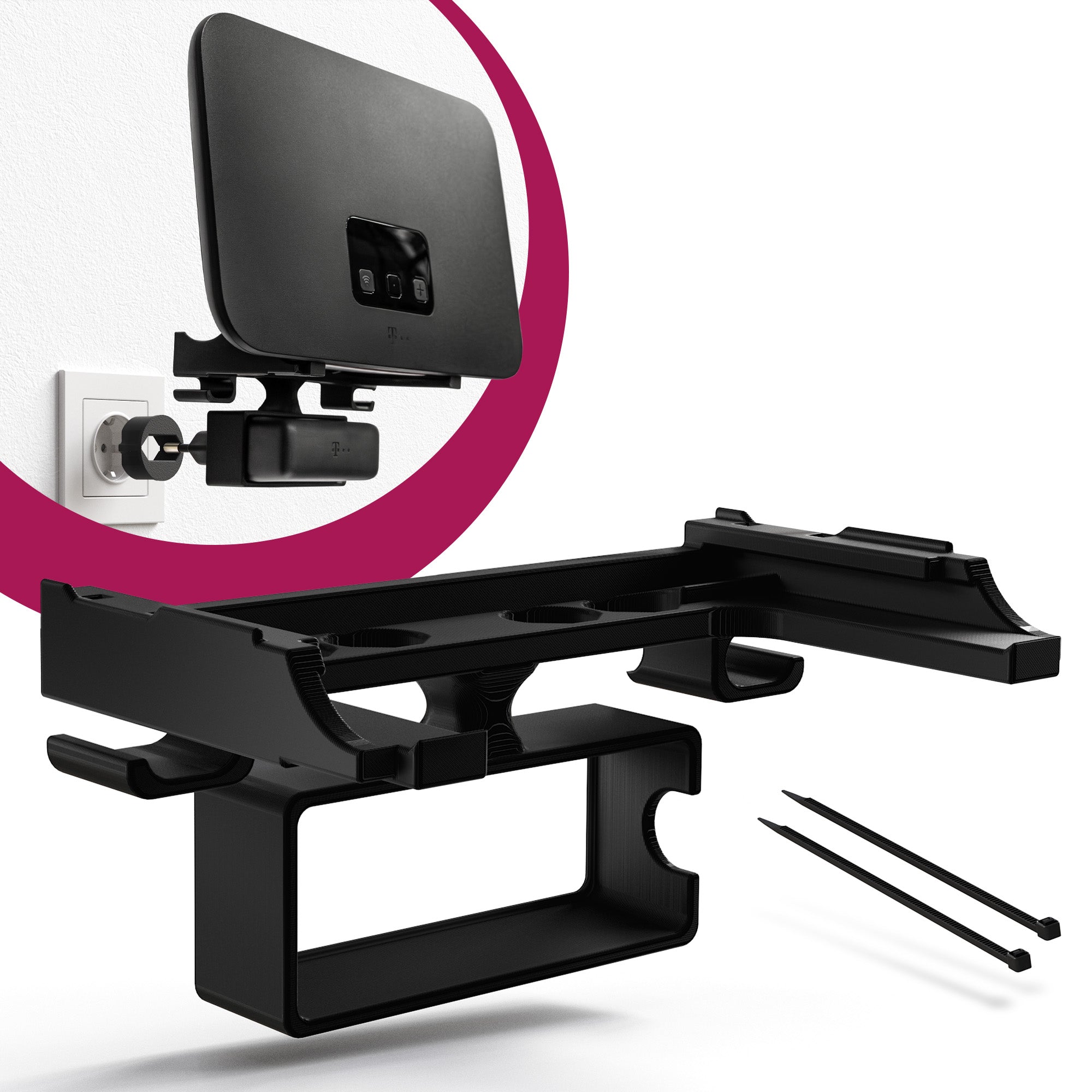 Wandhalterung Steckdosenhalterung passend für Telekom Speedport Smart 4 | 4 Plus | 4R Router | WLAN Halterung mit Kabelmanagement | Dualband Routerhalterung | Einfache Installation ohne Bohren