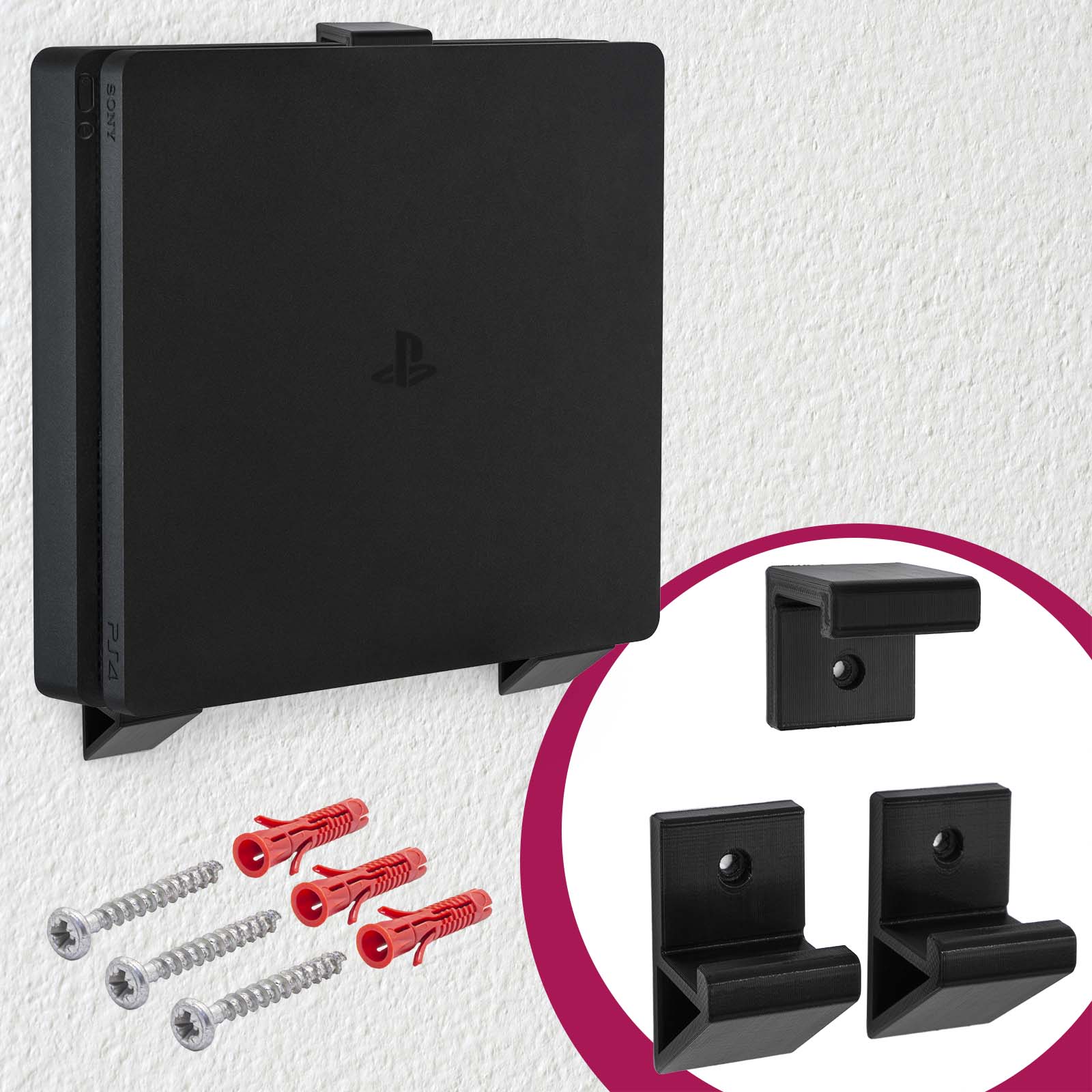 Wand Halterung Konsolen Halter Kippschutz für Sony PlayStation 4 PS4 und Slim