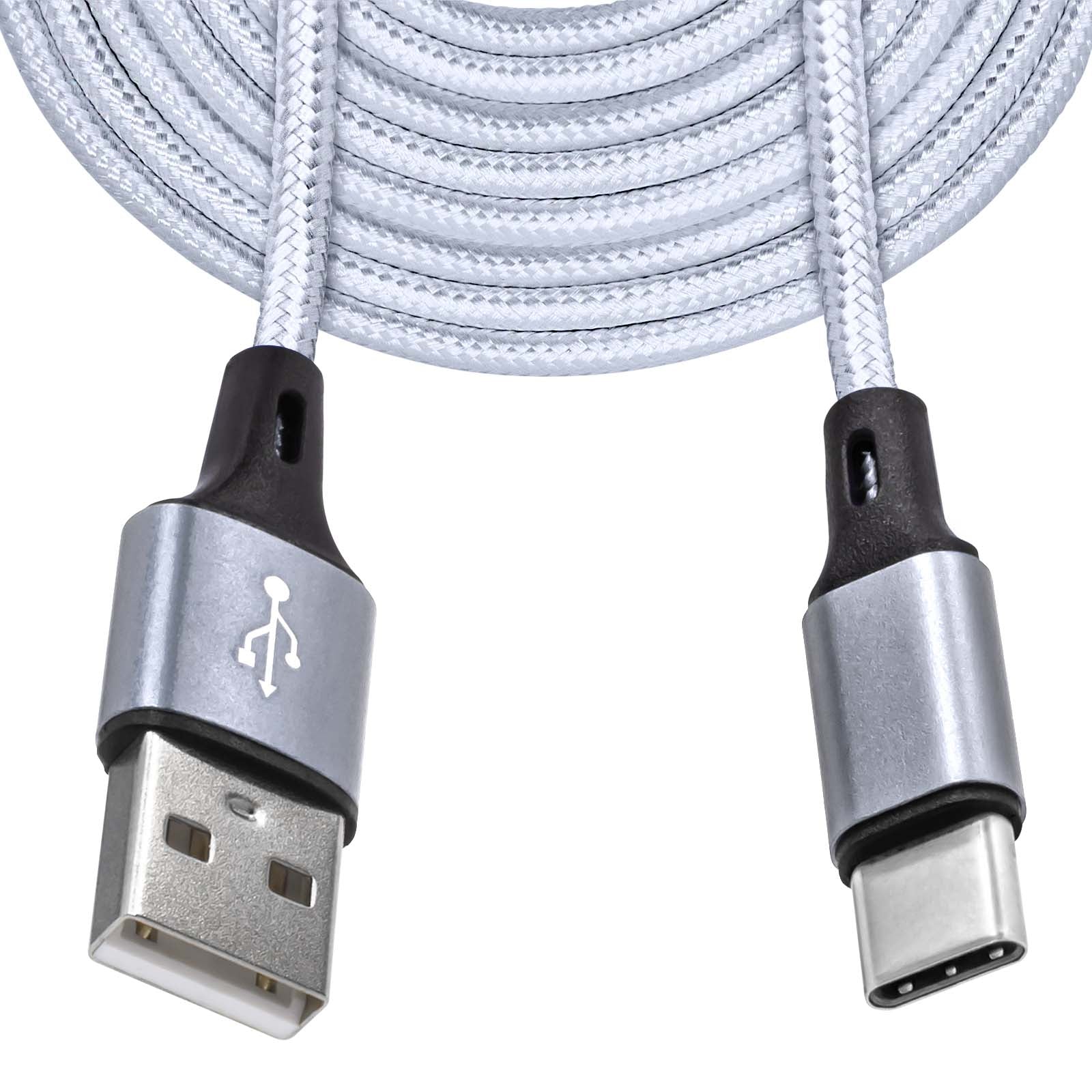 Mobilefox 3m Universal Micro Typ C USB Schnell Lade Daten Nylon Kabel