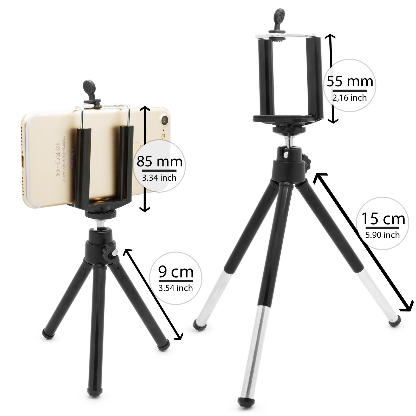 Mobilefox Handy mini Stativ Handy Ständer Selfie Klemmstativ Tripod/Dreibein passend für Handy
