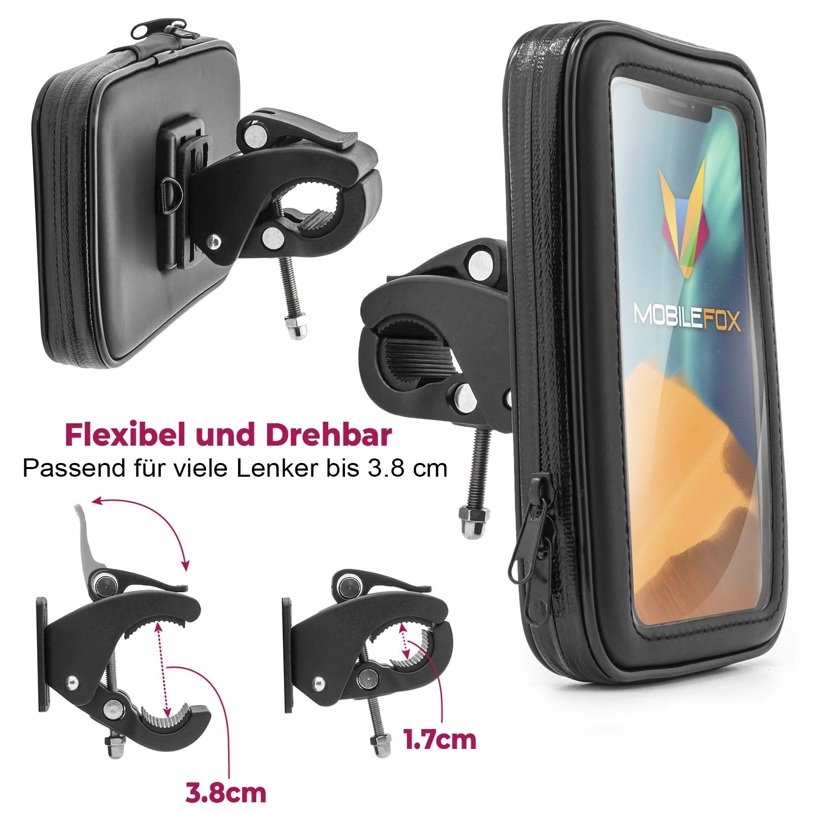 Halterung Halter Fahrrad Motorrad Lenker Handy Smartphone Tasche Größe XL