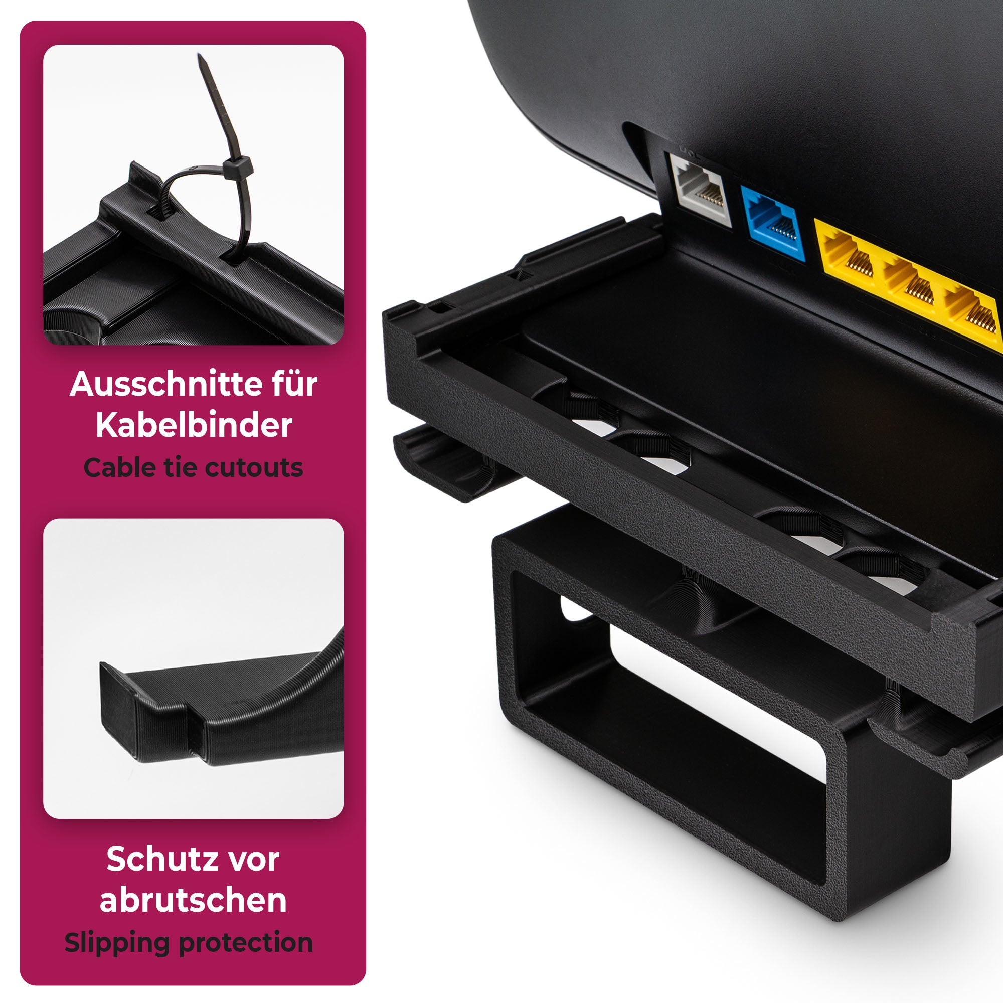 Wandhalterung Steckdosenhalterung passend für Telekom Speedport Smart 4 | 4 Plus | 4R Router | WLAN Halterung mit Kabelmanagement | Dualband Routerhalterung | Einfache Installation ohne Bohren