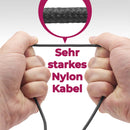 Mobilefox 3m Universal Micro Typ C USB Schnell Lade Daten Nylon Kabel