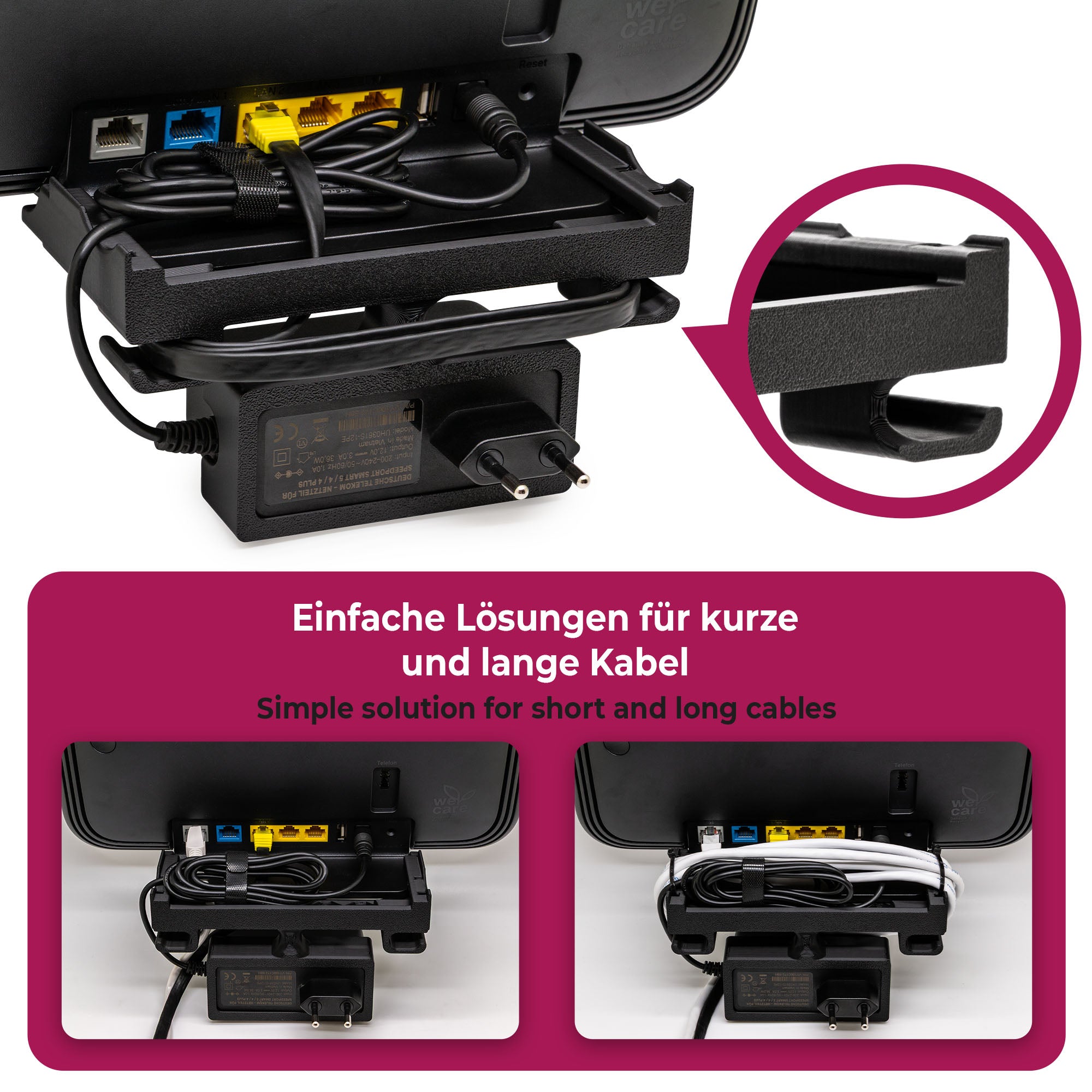 Wandhalterung Steckdosenhalterung passend für Telekom Speedport Smart 4 | 4 Plus | 4R Router | WLAN Halterung mit Kabelmanagement | Dualband Routerhalterung | Einfache Installation ohne Bohren