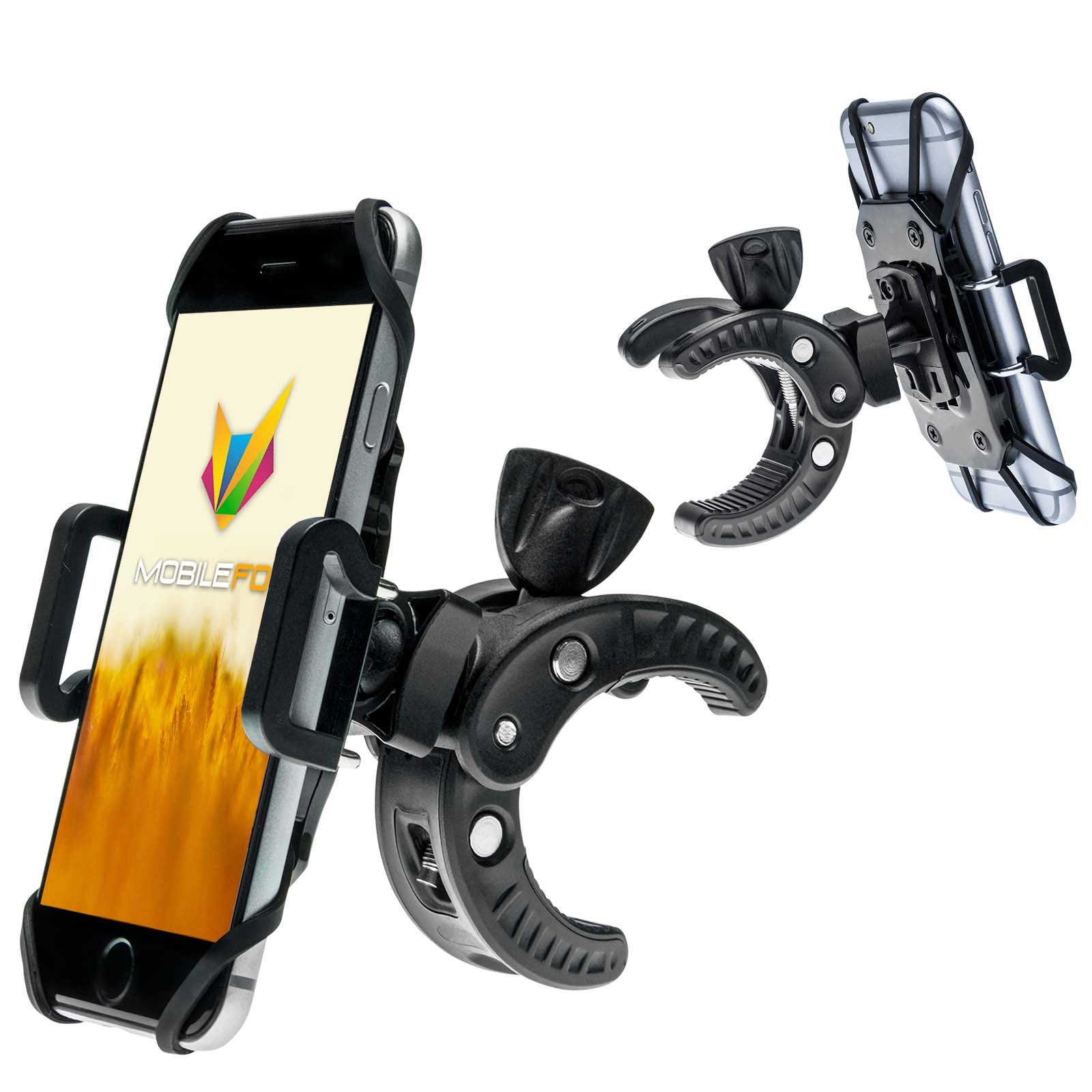 Mobilefox 360° Fahrrad Halter Handy Halterung Bike Gummibänder für Smartphone Universal