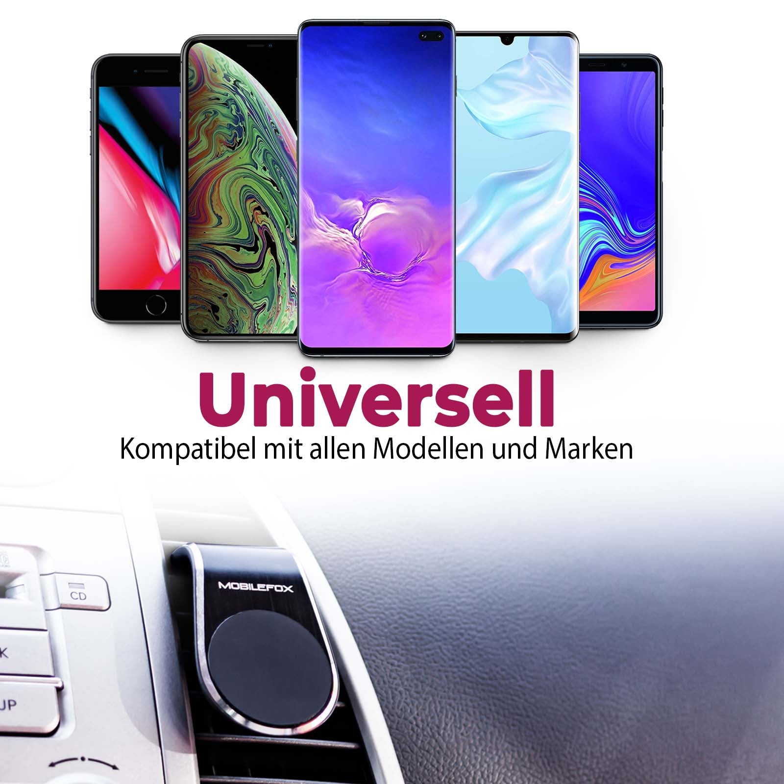 Mobilefox Universal Auto KFZ Smartphone Handy Halterung Lüftung Magnet Halter