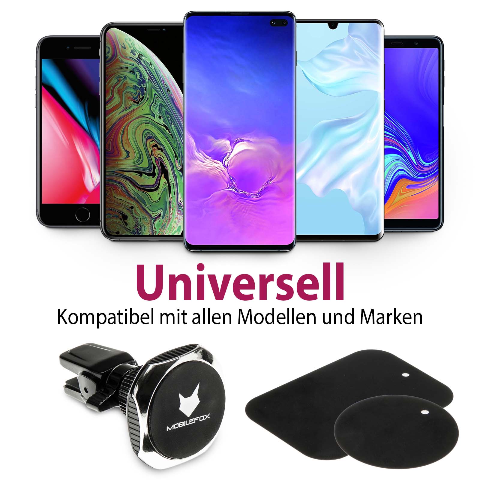 Mobilefox Universal 360° Auto KFZ verstellbare Magnet Halterung Halter für Handy